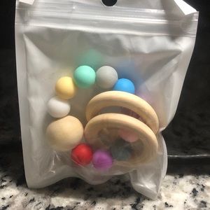 Wooden silicone baby teething toy